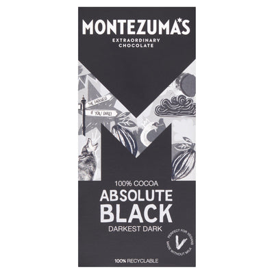 Sainsburys Montezuma's Dark Chocolate Absolute Black 100% Cocoa Bar 90g- Buy online at McGrocer