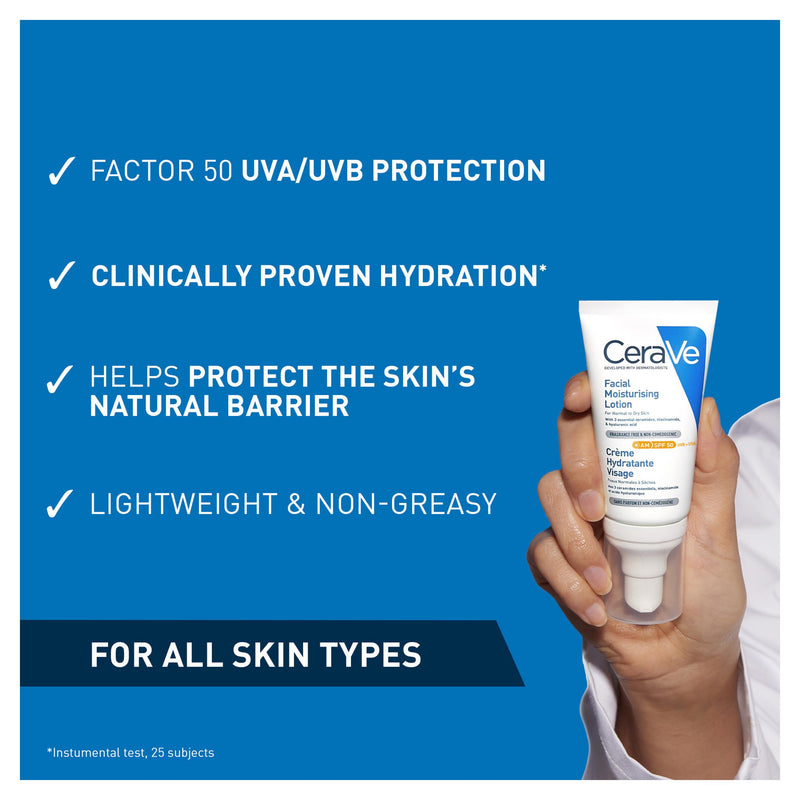 CeraVe AM Facial Moisturising Lotion SPF 50 52ml - British product