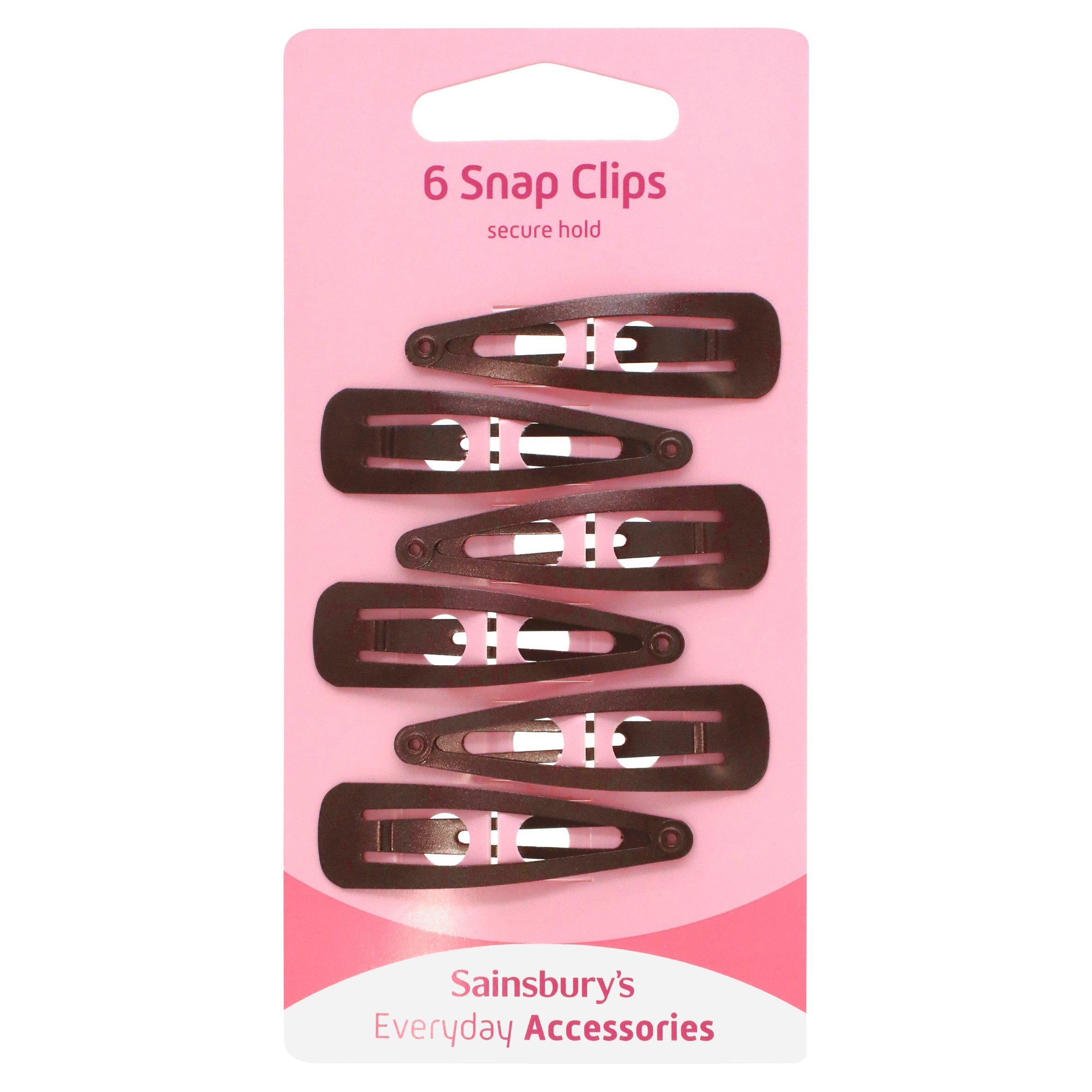Sainsbury's brown snap hair clips pack of 6, UK version