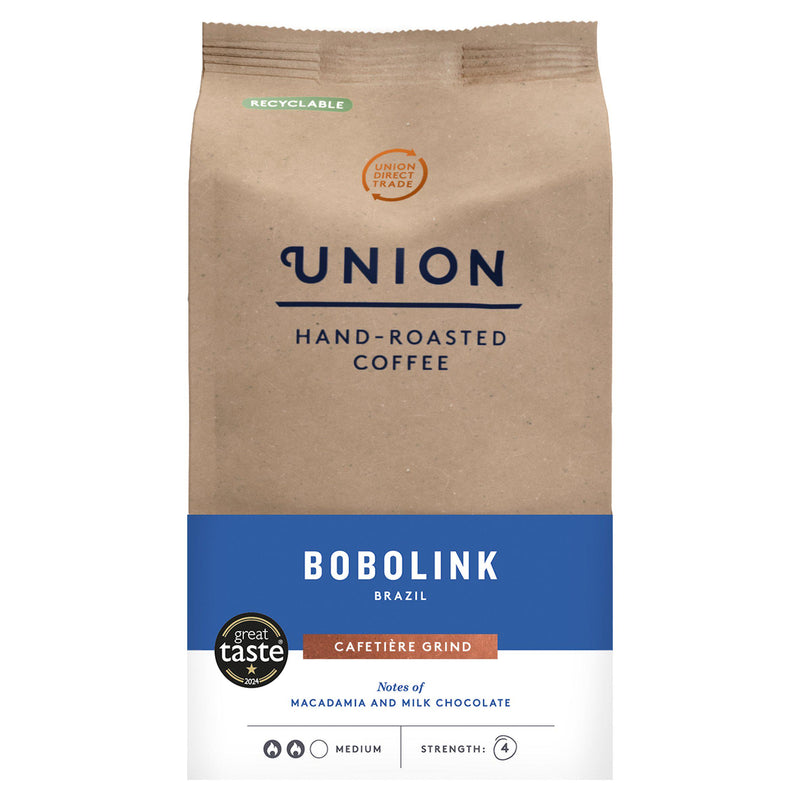 Union Hand-Roasted Coffee Bobolink Brazil cafetière grind 200g (British brand)