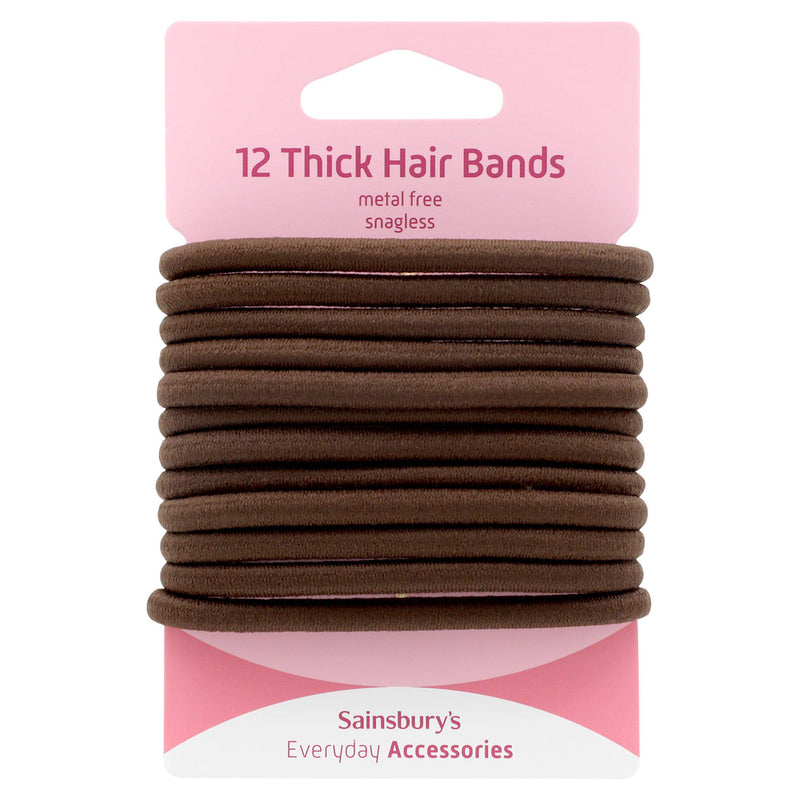 Sainsbury's hair bands thick brown pack of 12, UK version
