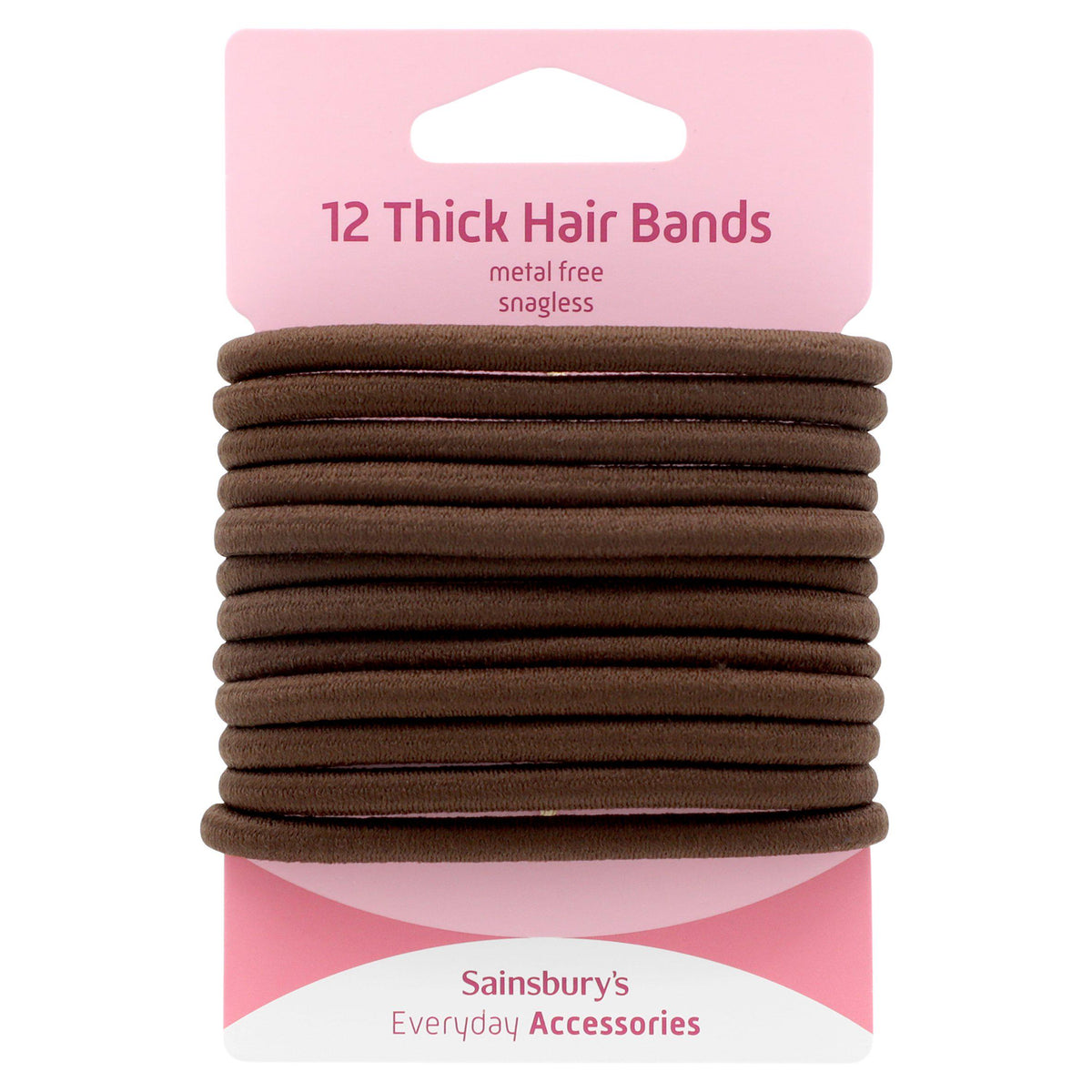 Sainsbury's hair bands thick brown pack of 12, UK version