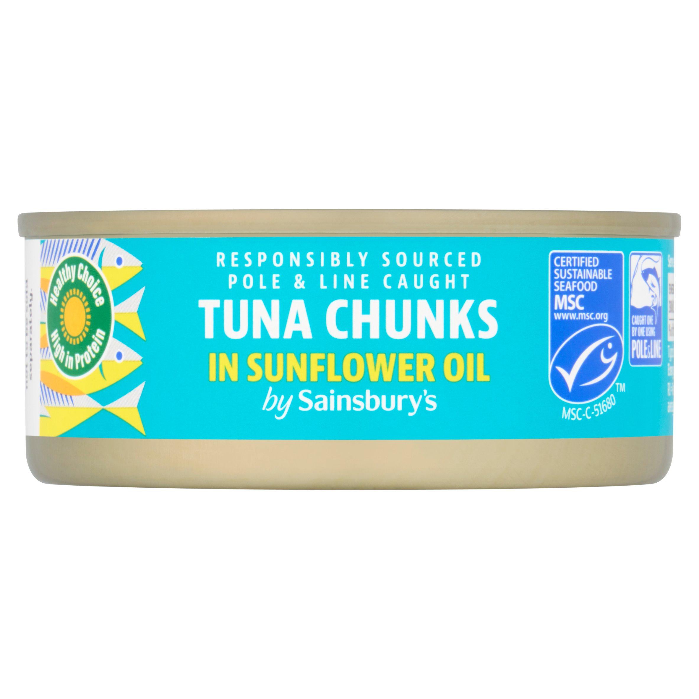 Sainsbury's tuna chunks in sunflower oil 145g, UK version