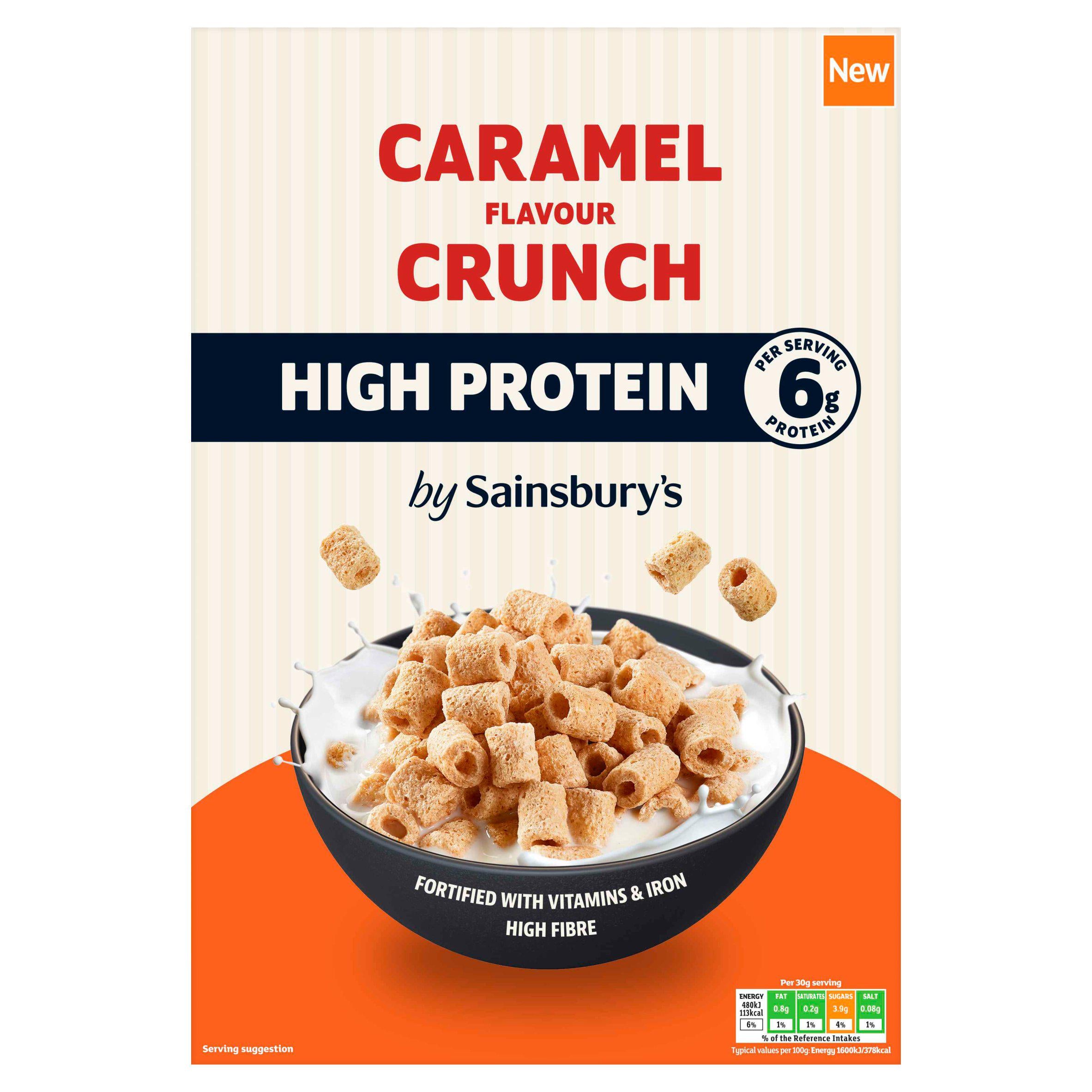 Sainsbury's high protein caramel crunch cereal 375g, UK version