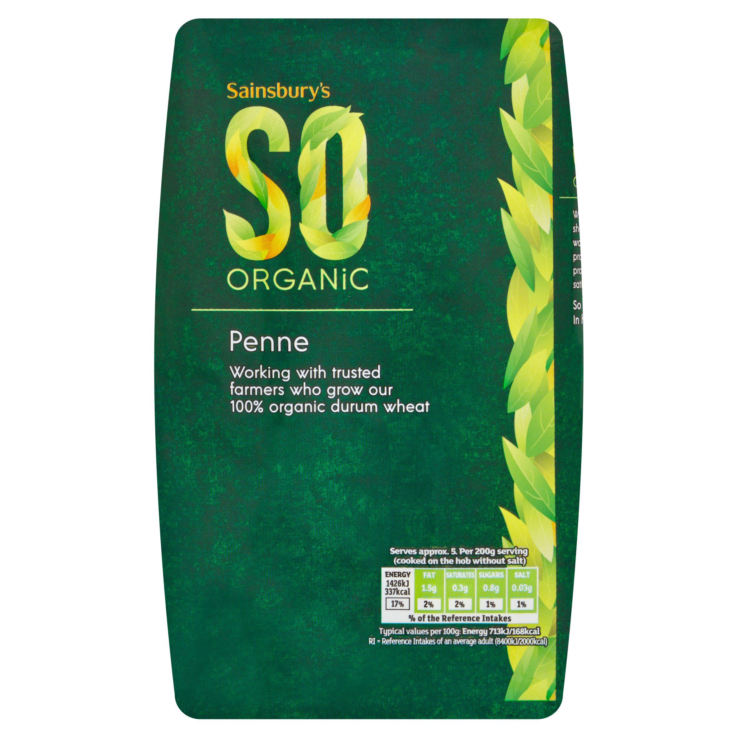 Sainsbury's organic penne pasta 500g - British product