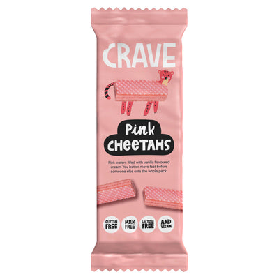 Sainsburys Crave Pink Cheetahs Vanilla Cream Wafers 100g- Buy online at McGrocer