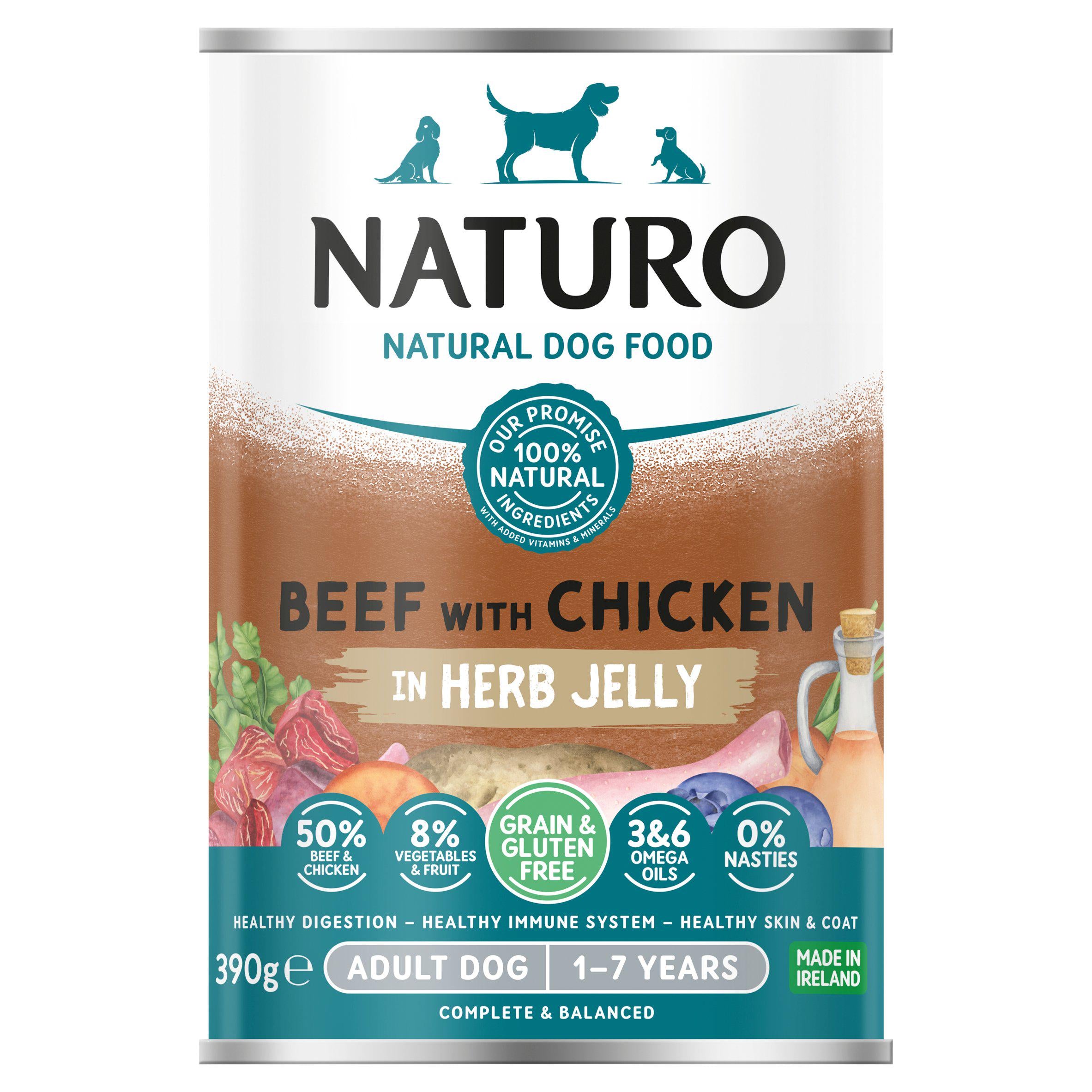 Naturo natural adult dog food 390g, imported from the UK