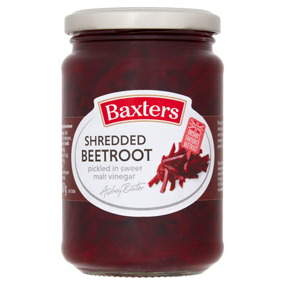 Sainsburys Baxters Shredded Beetroot Pickled in Sweet Malt Vinegar 340g- Buy online at McGrocer