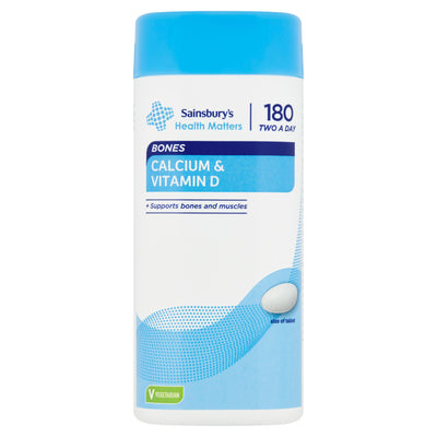Sainsburys Sainsbury's Knochen Kalzium & Vitamin D Tabletten 2 mal täglich x180 - Online bei McGrocer kaufen