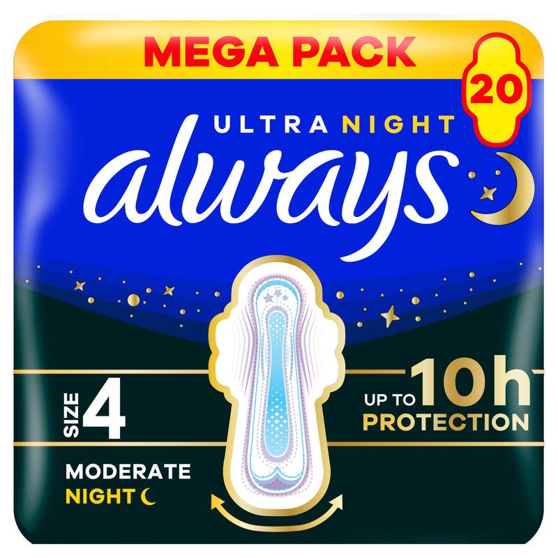 Always Ultra Night sanitary towels size 4 20 count - British product
