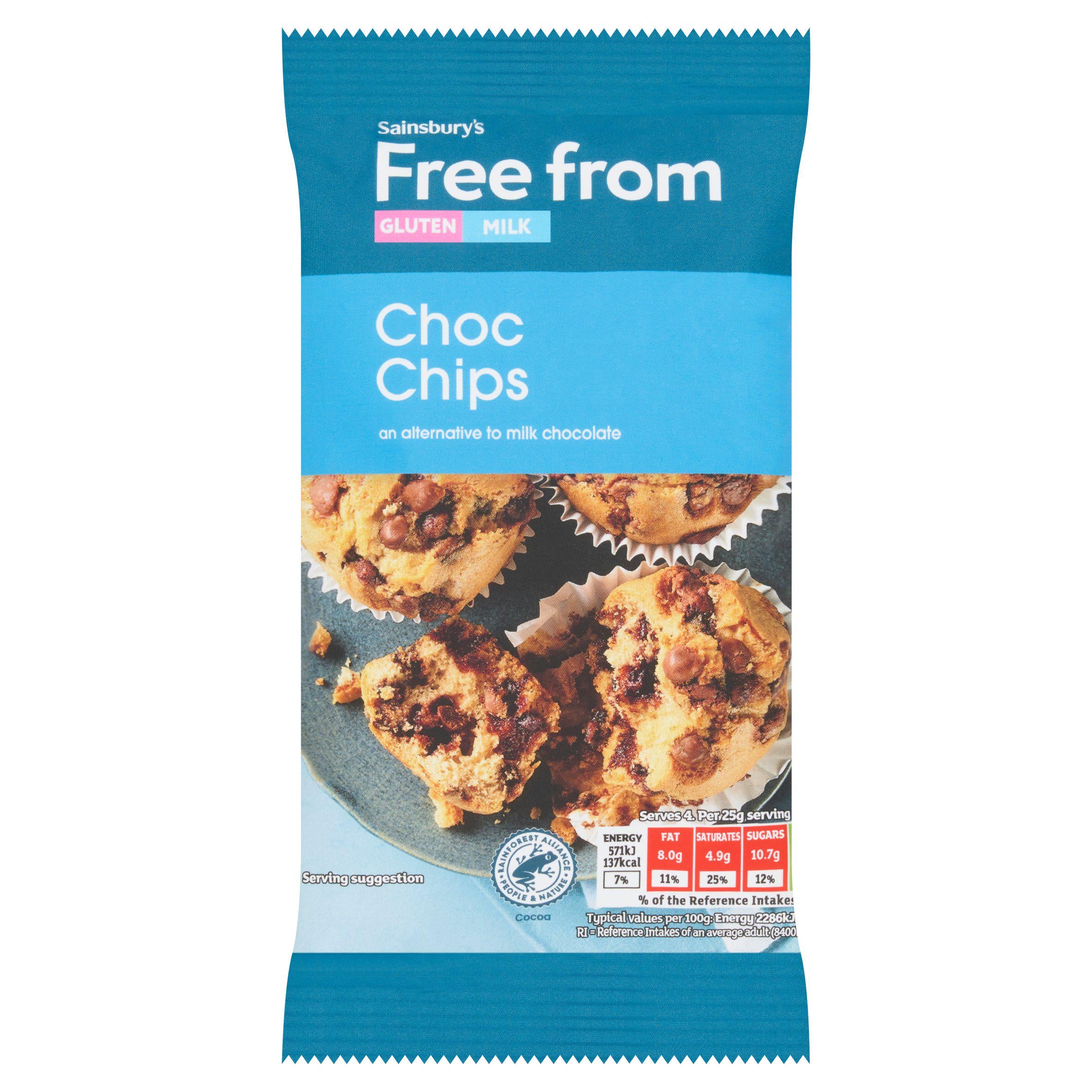 Sainsbury's Free From chocolate chips 100g, UK version