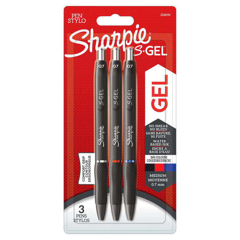 Sharpie S Gel Pen Assorted Colours 3pk (British brand)