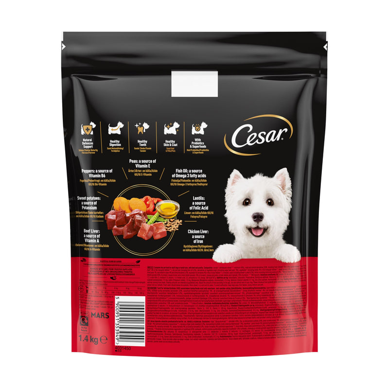 Cesar dry dog food beef poultry and vegetables 1.4kg, UK version