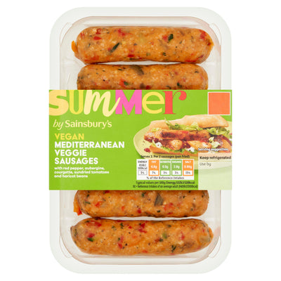 Sainsburys Sainsbury's Summer Vegan Mediterranean Veggie Sausages 280g- Buy online at McGrocer