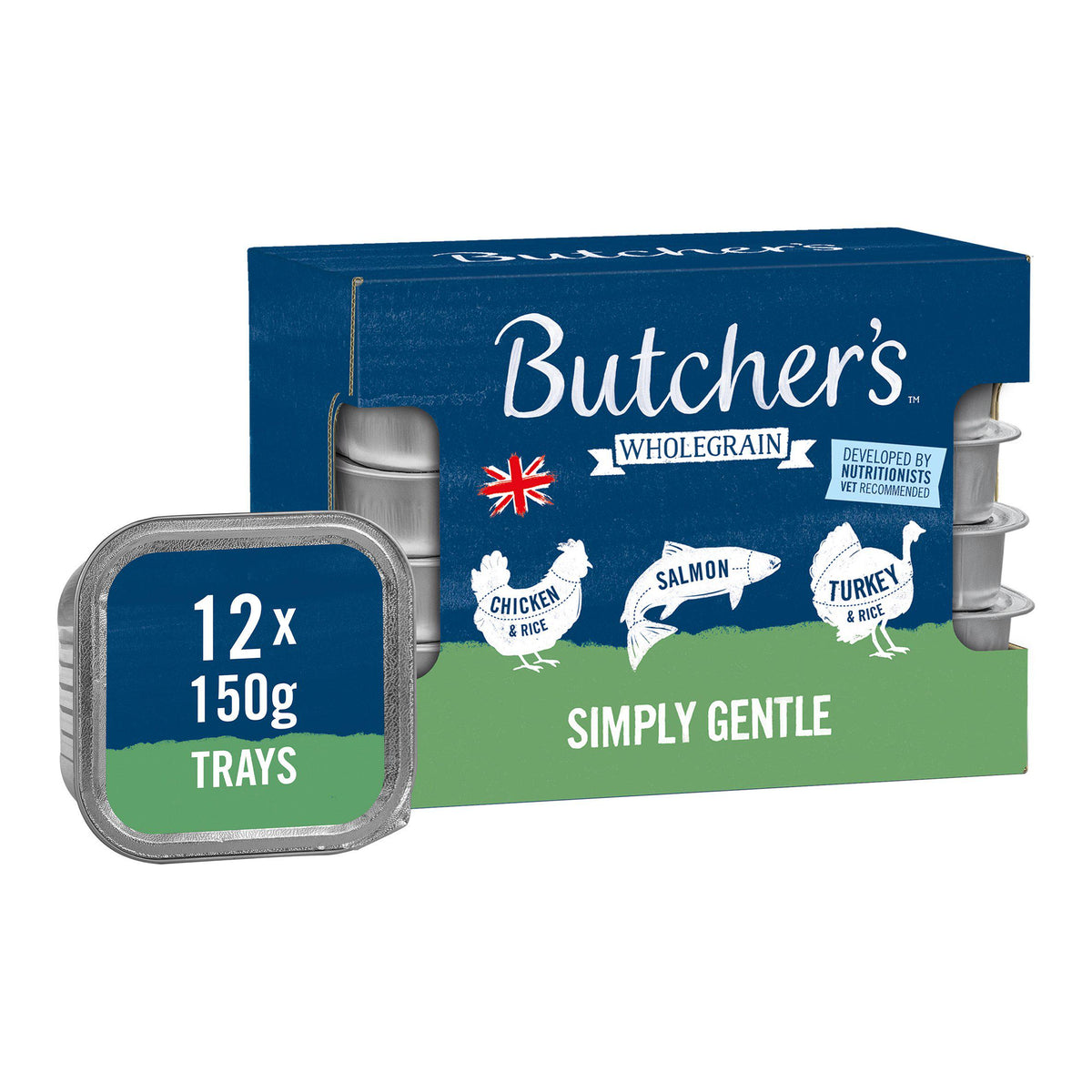 Butcher's Simply Gentle wet dog food trays 12x150g, imported from the UK