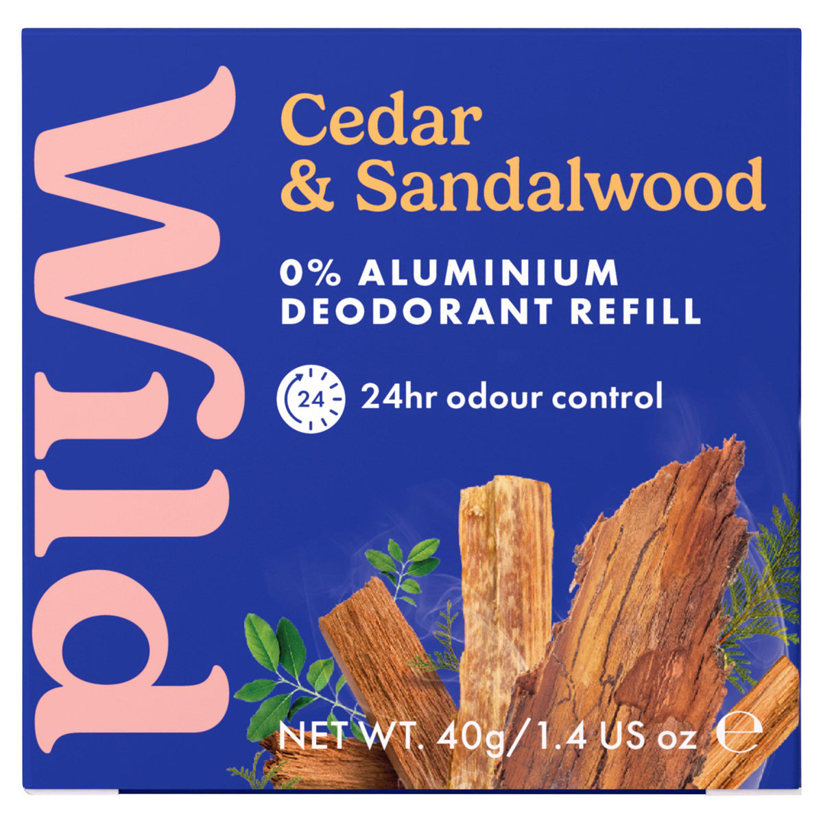 Wild Cedar Sandalwood deodorant refill 40g, imported from the UK
