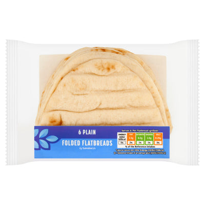 Sainsburys Sainsbury's Plain Folded Flatbreads x6- Buy online at McGrocer