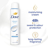 Dove Classic Fresh antiperspirant deodorant spray 200ml, imported from the UK