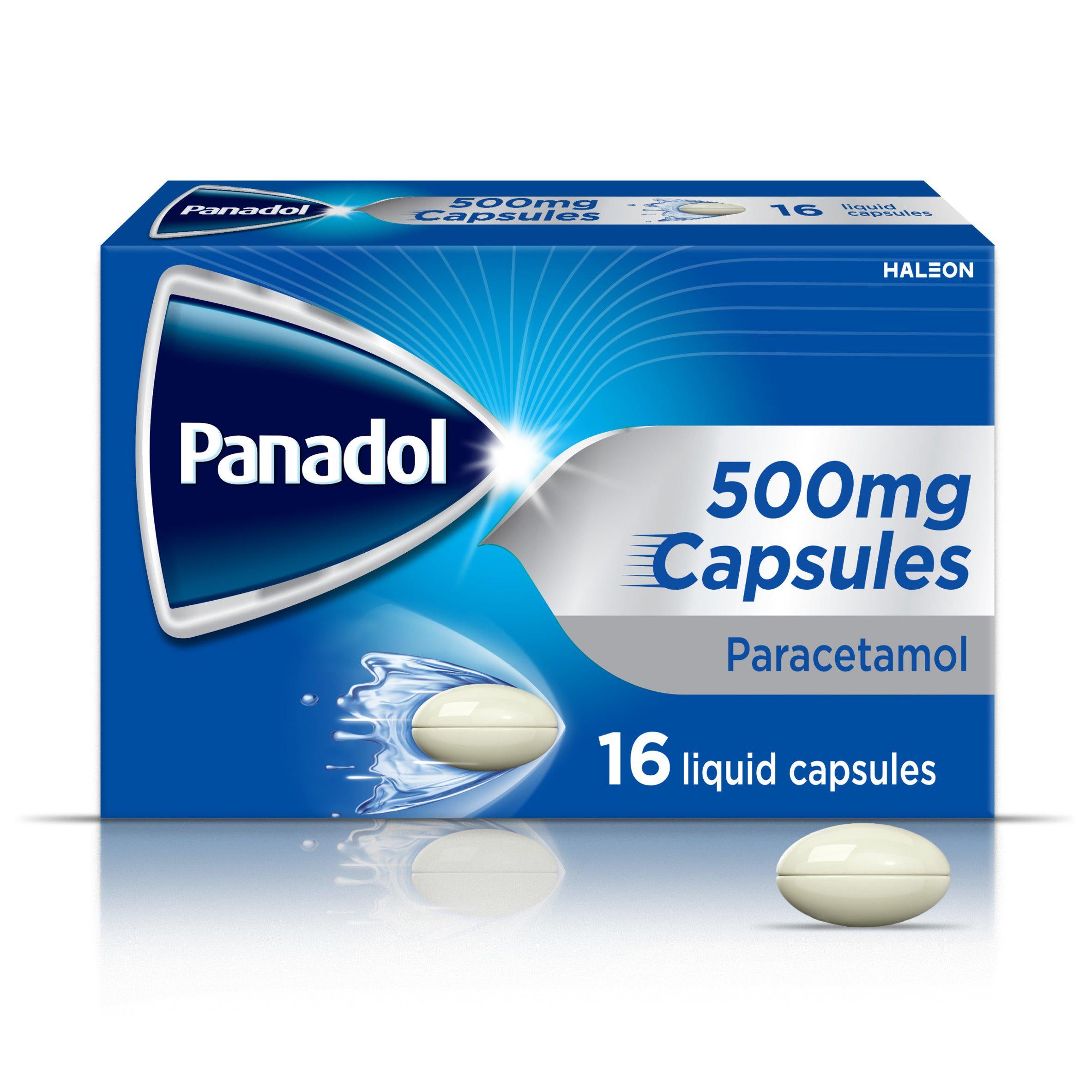 Panadol Paracetamol Liquid Capsules 16 pack 500mg (British brand)