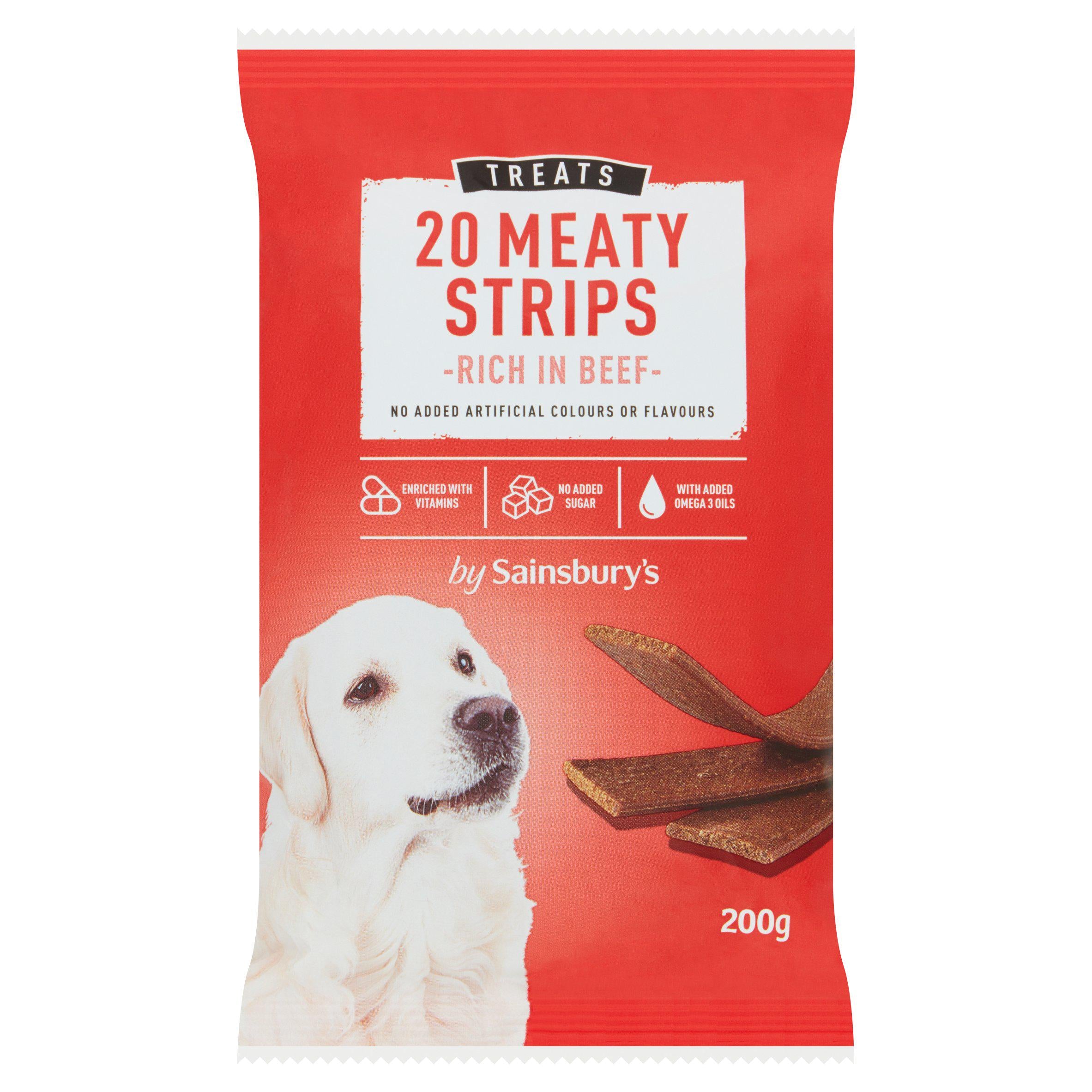 Sainsbury's Meaty Strip dog treats with beef 200g (British brand)