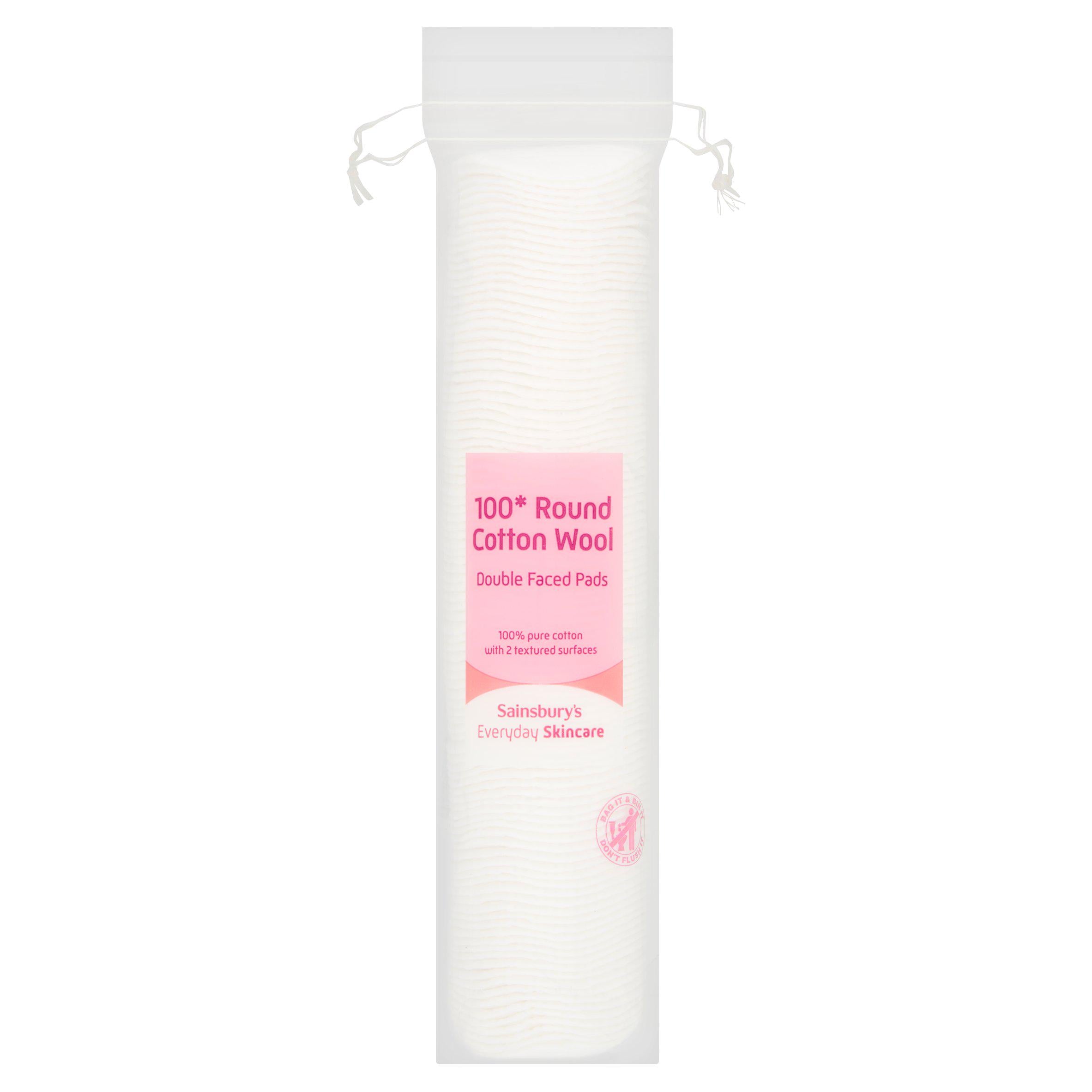 Sainsbury's double faced round cotton wool pads 100, imported from the UK