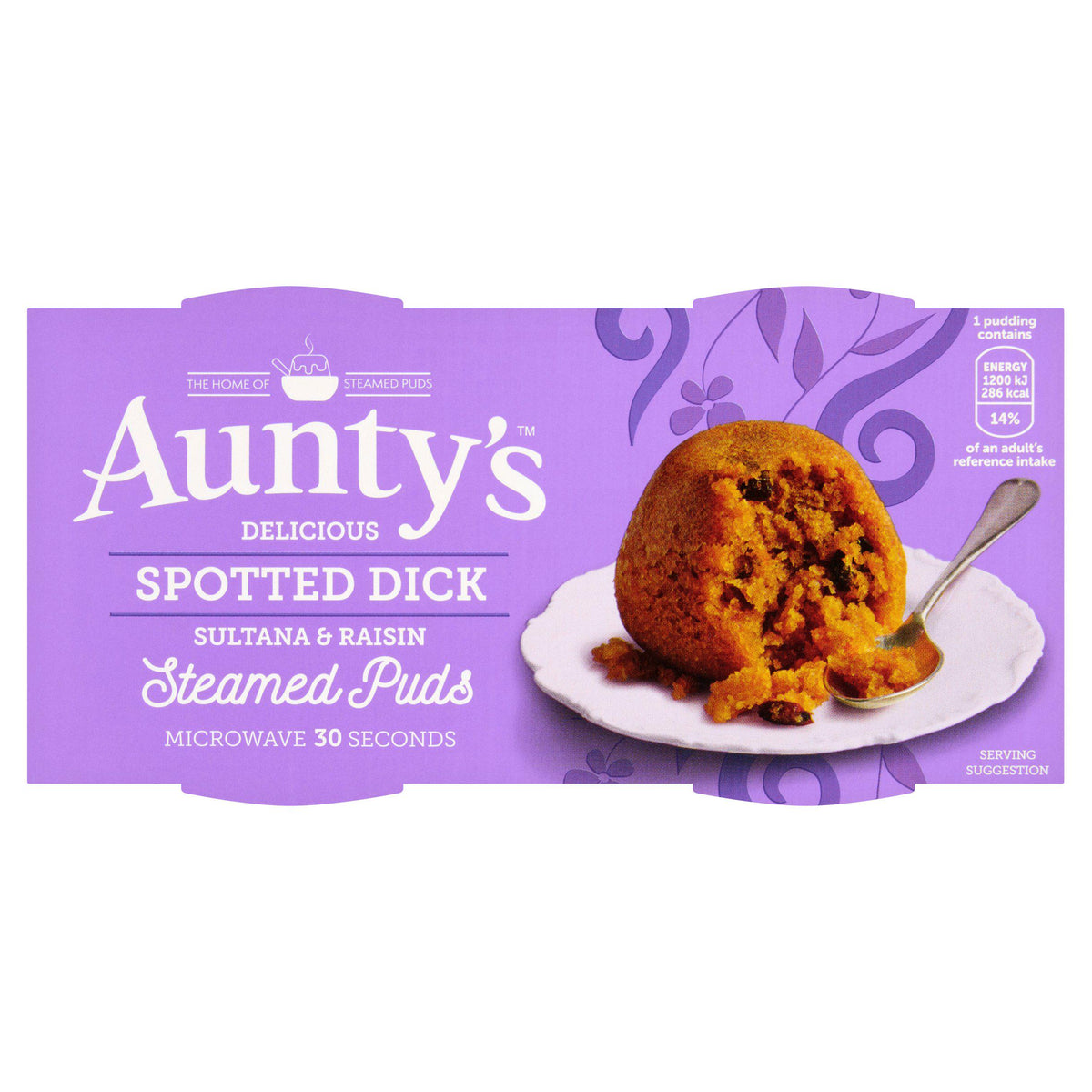 Aunty's spotted dick sultana raisin steamed pudding 2x95g (British brand)