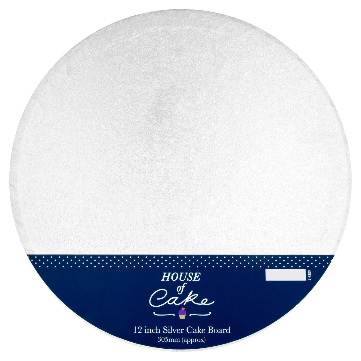 House of Cake round silver cake board 12 inch, UK version