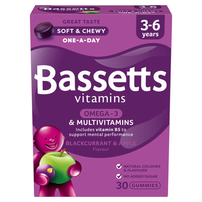 Sainsburys Bassetts Vitamins Omega-3 & Multivits 3-6 Soft & Chewies x30- Buy online at McGrocer