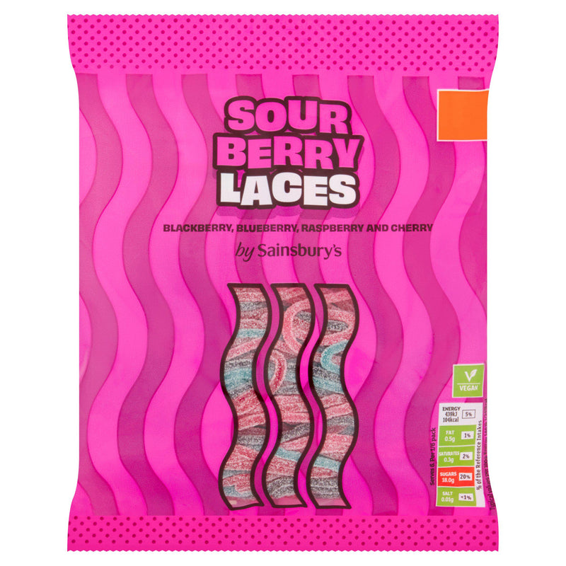 sour berry laces sweets mixed flavour 180g (British brand)