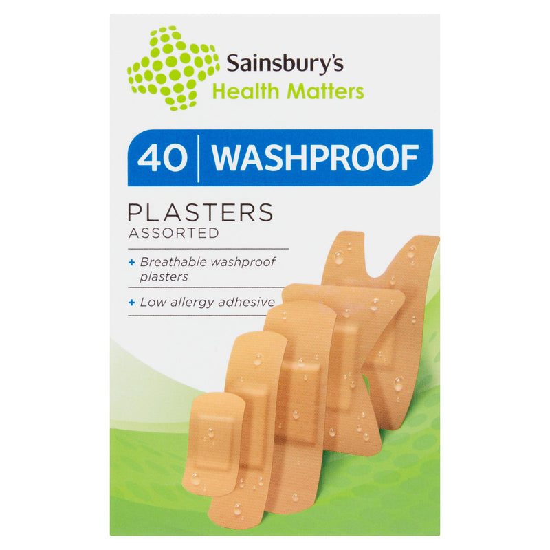 Sainsbury's washproof plasters 40 pack (British brand)