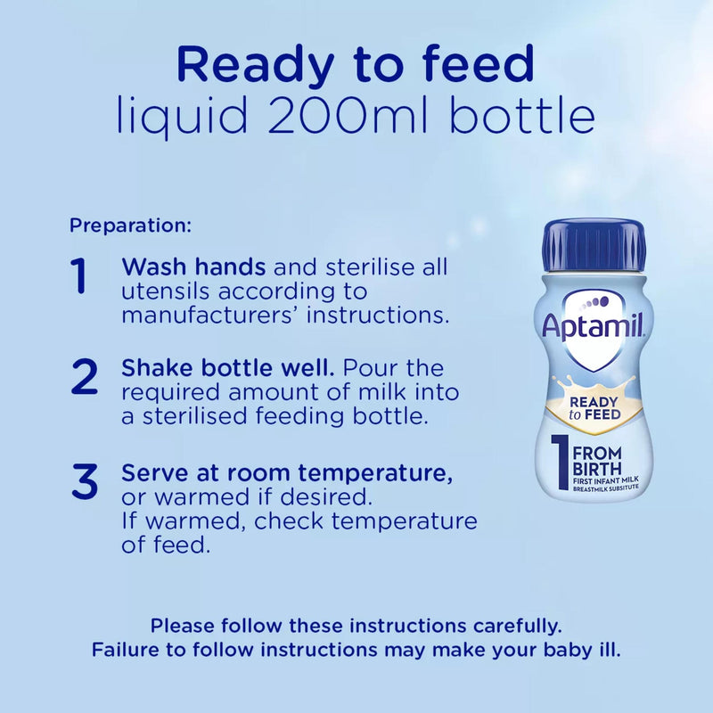 Aptamil Stage 1 ready to feed infant formula 200ml, UK version
