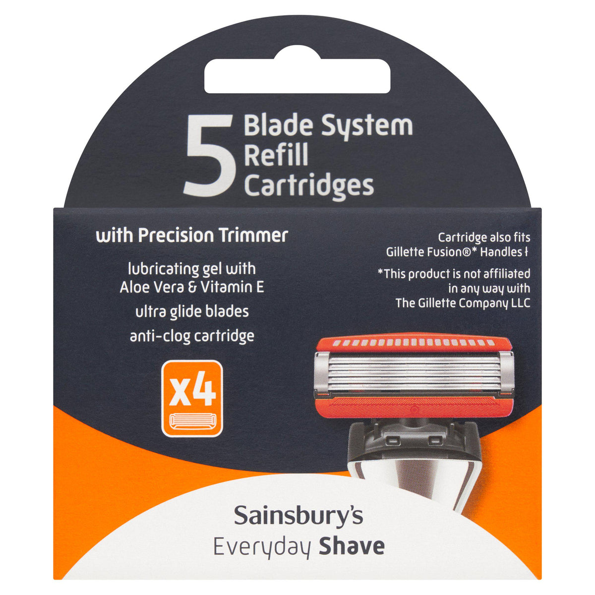 Sainsbury's 5 blade refill 4 pack, imported from the UK