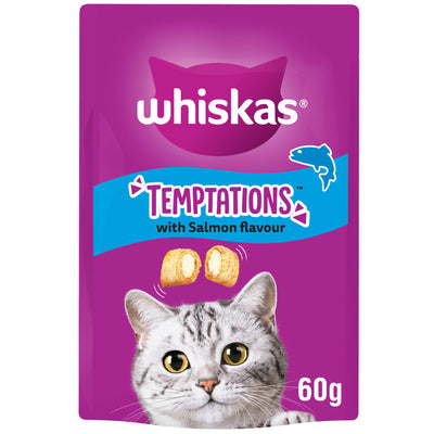 Sainsburys Whiskas Temptations Cat Treat Biscuits with Salmon Flavour 60g- Buy online at McGrocer