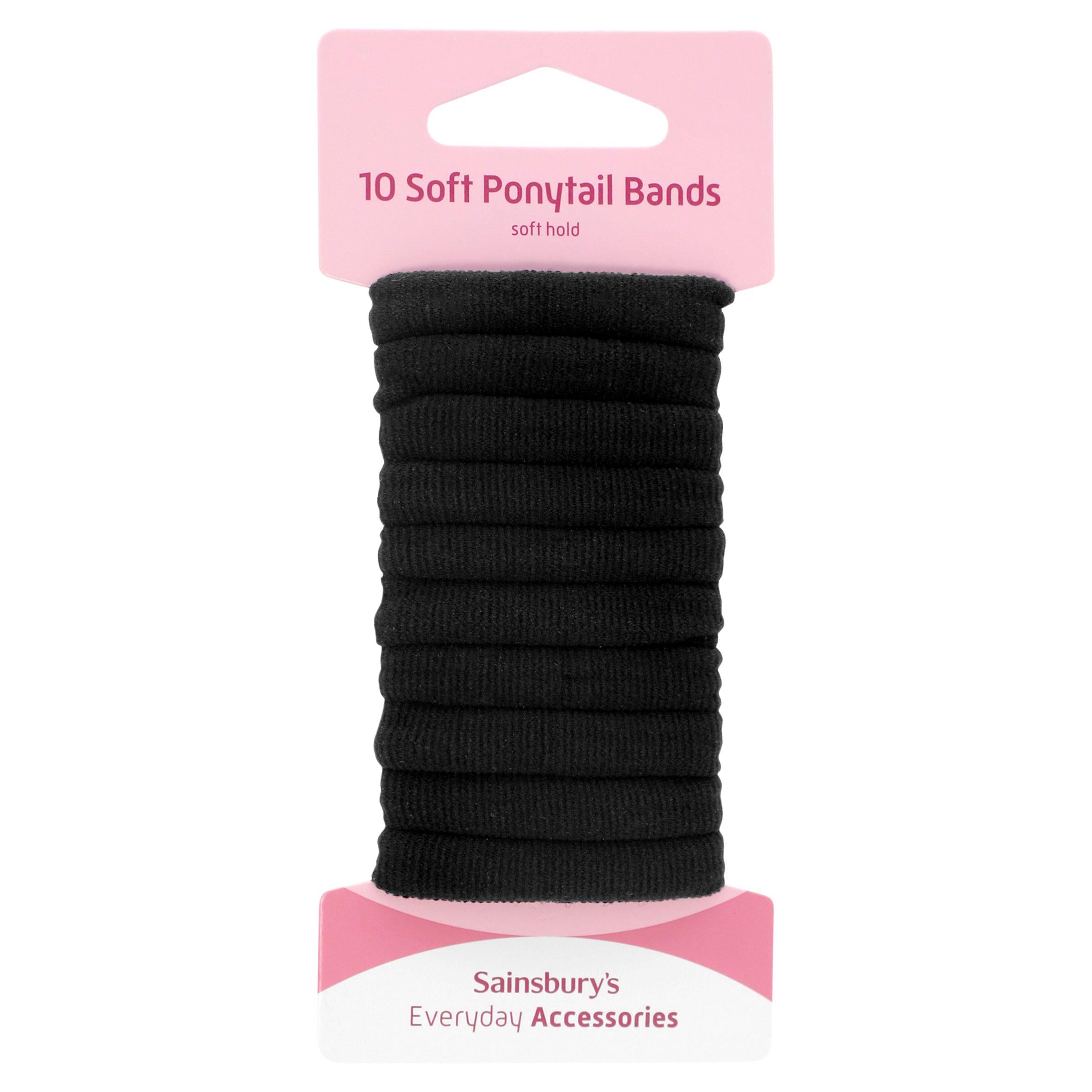 Sainsbury's soft ponytail bands black x10 - British product