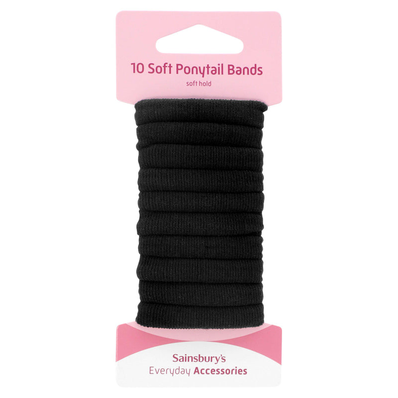 Sainsbury's soft ponytail bands black x10 - British product