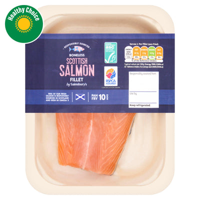 Sainsburys Sainsbury's ذيل فيليه سلمون اسكتلندي بالجلد ASC 140 جرام- تسوق عبر الإنترنت على McGrocer