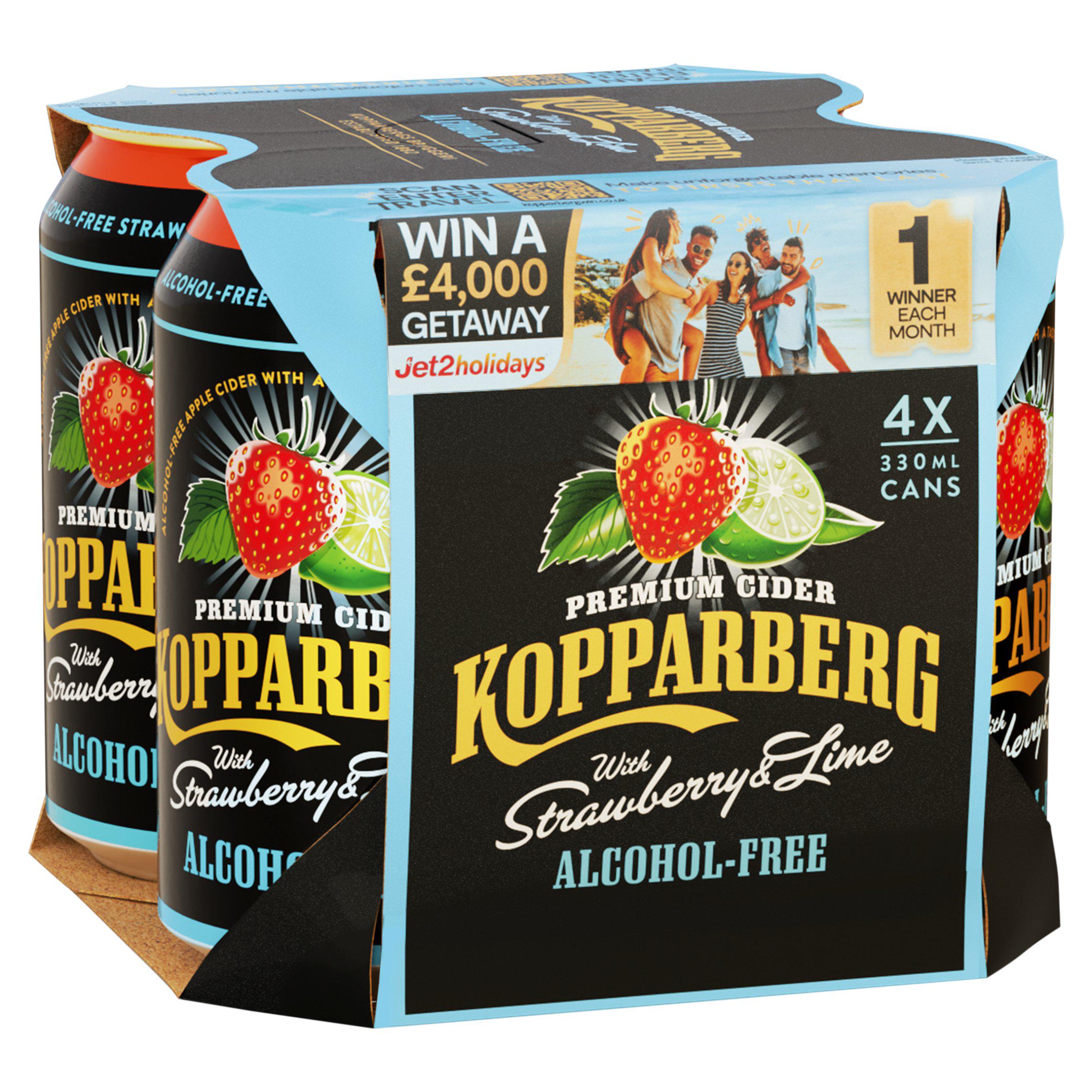 Kopparberg Alcohol Free Premium Cider with Strawberry & Lime 4x330ml