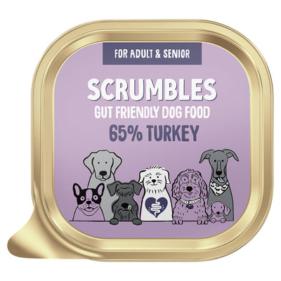 Sainsburys Scrumbles Gut Friendly Wet Dog Food Turkey 150g Tray- Buy online at McGrocer
