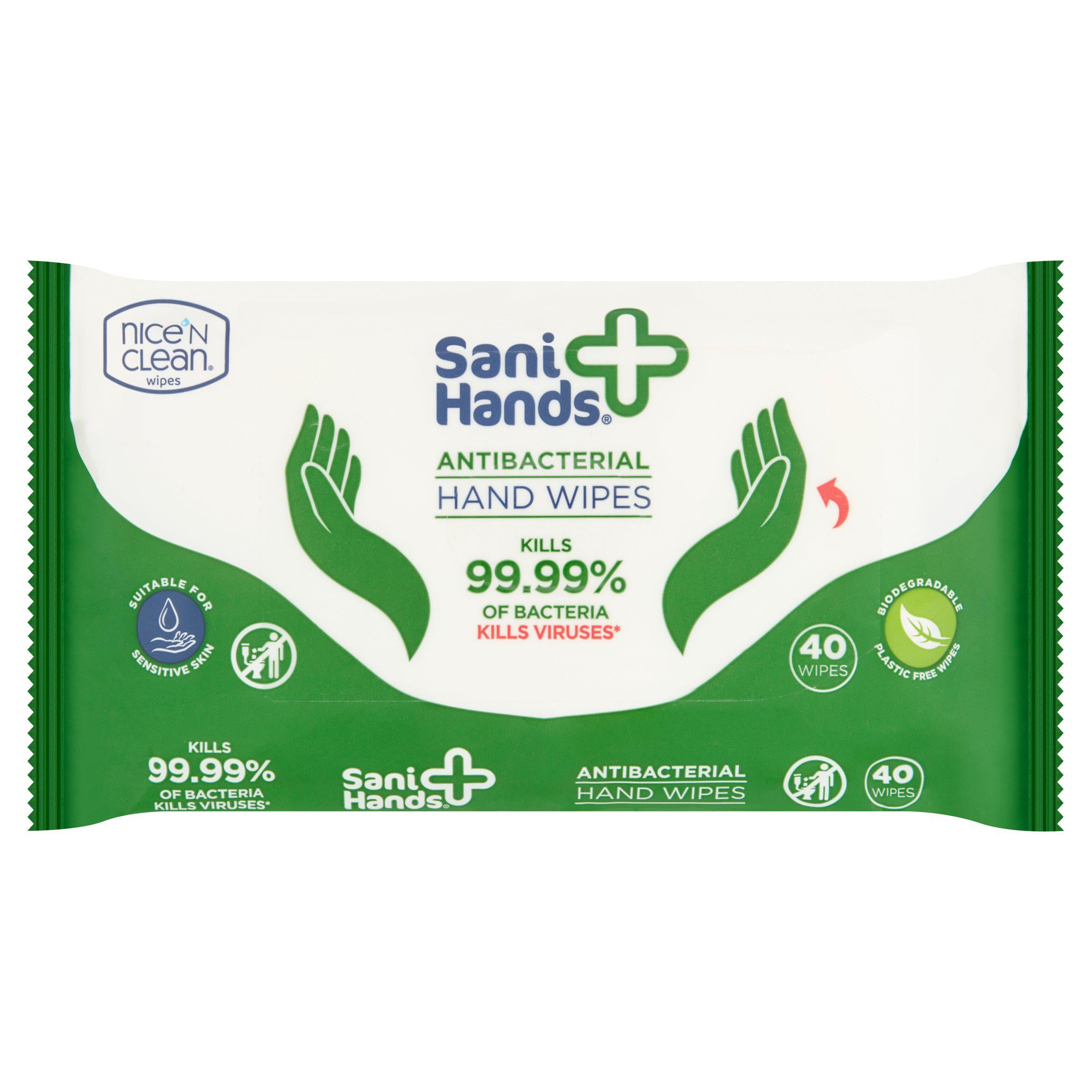 Sani Hands antibacterial hand wipes 40 count - British product