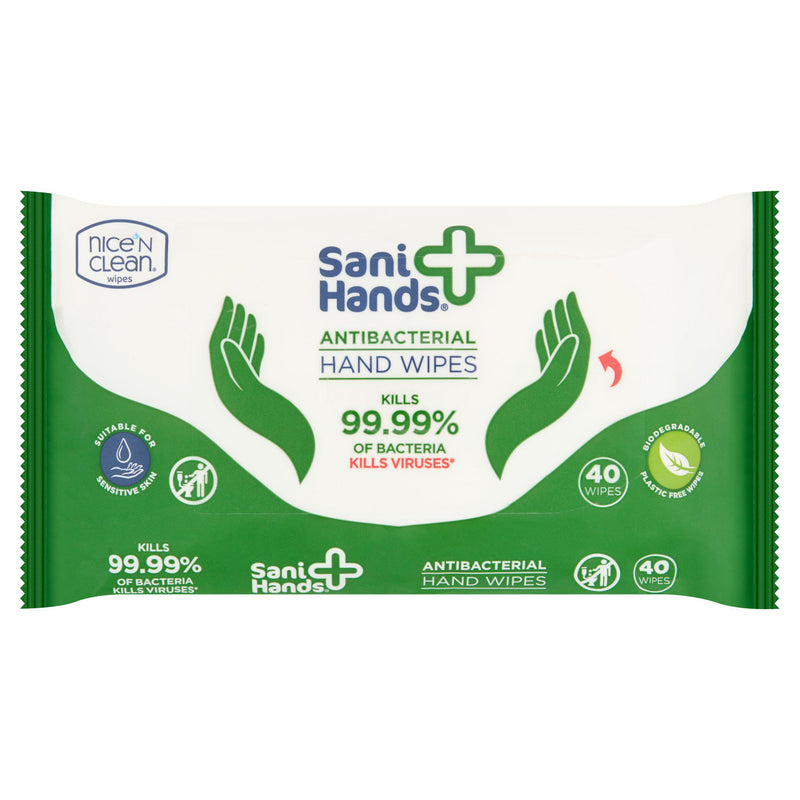 Sani Hands antibacterial hand wipes 40 count - British product