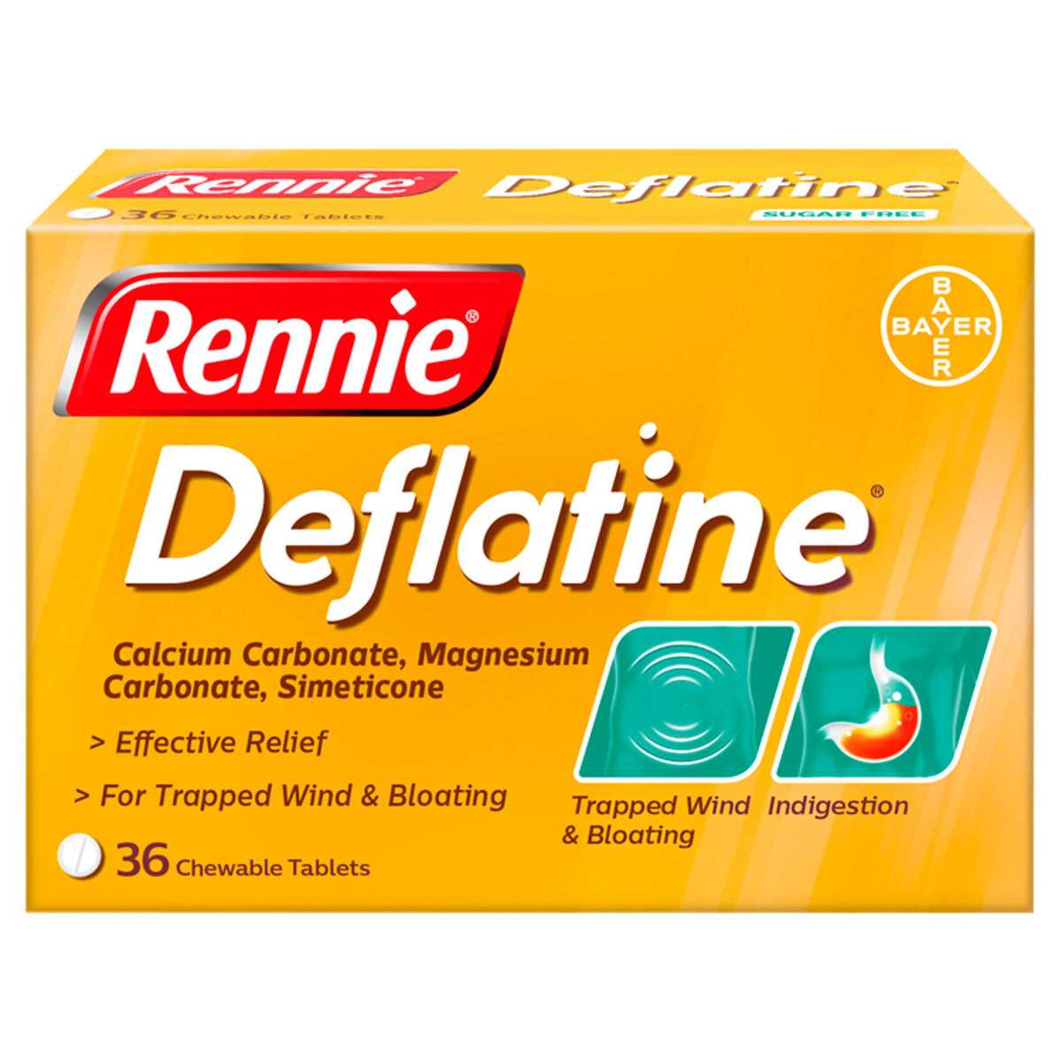 Rennie Deflatine trapped wind relief tablets 36s, UK version