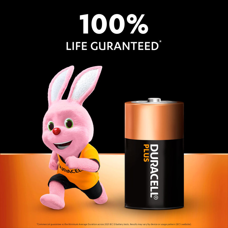 Duracell Plus D alkaline batteries pack of 2 (British brand)