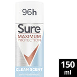 Sure anti-perspirant spray Maximum Protection Clean Scent 150ml (British brand)