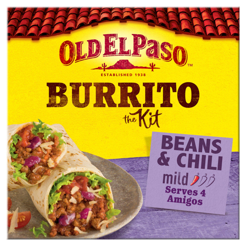 Old El Paso Beef & Bean Burrito Kit 620g, imported from the UK