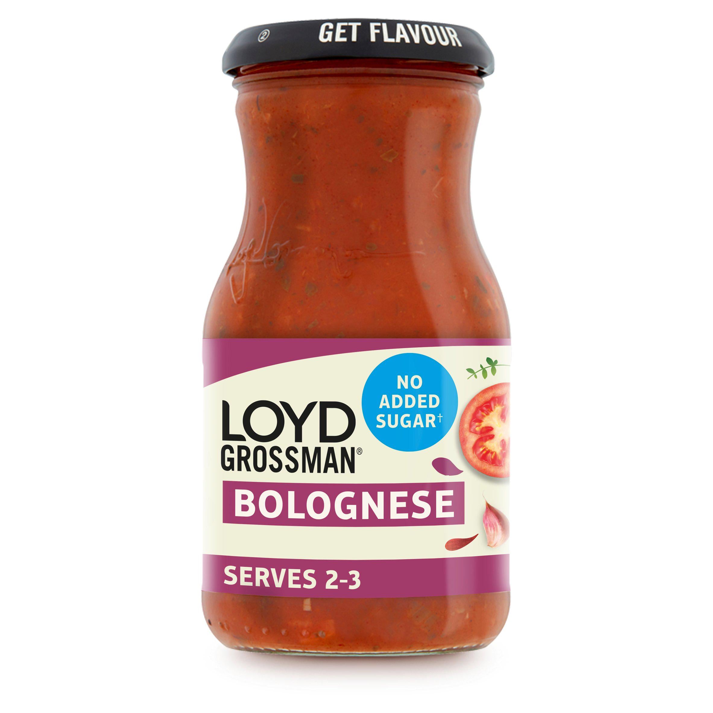 Loyd Grossman no added sugar Bolognese pasta sauce 350g, UK version