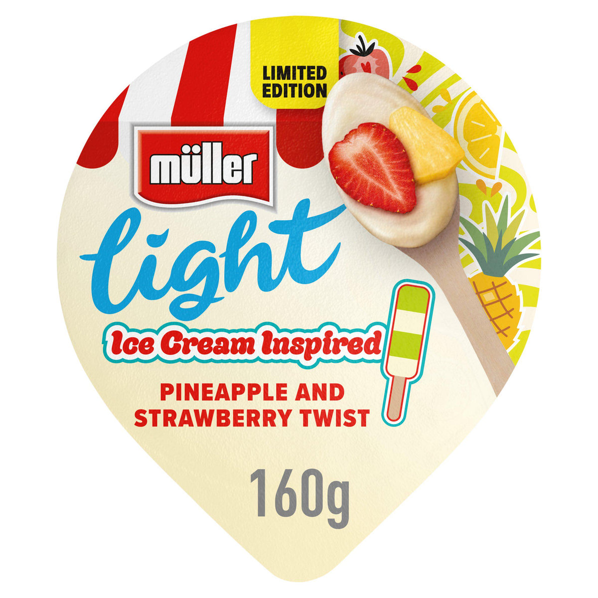 Müller Light yogurt limited edition pineapple strawberry 160g - British product