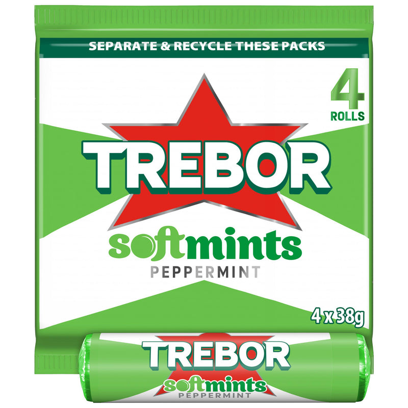 Trebor peppermint mints multipack 4 rolls 38g, UK version