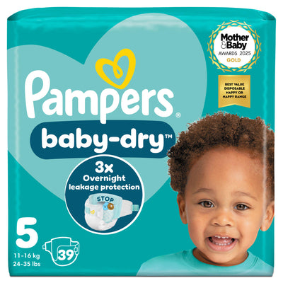 Sainsburys Pampers Baby-Dry Size 5 Nappies Essential Pack 39 Count- Buy online at McGrocer