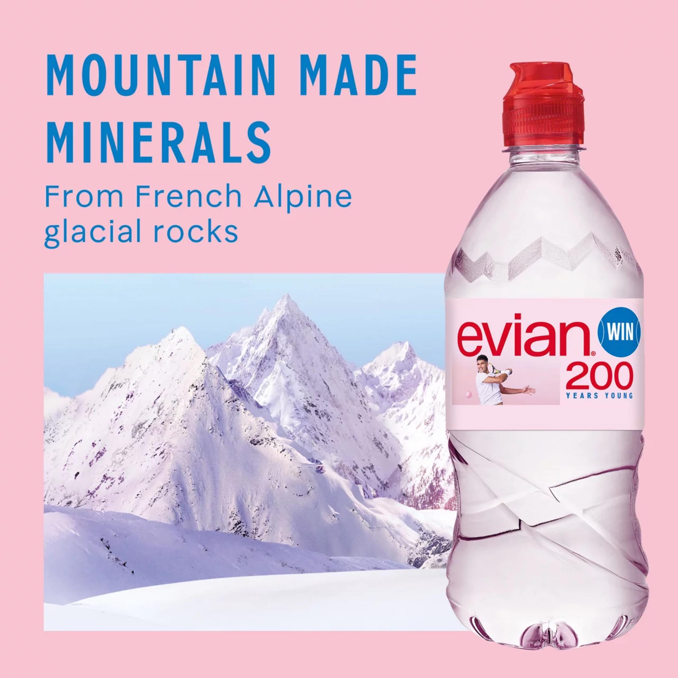 Evian natural still mineral water 750ml (British brand)