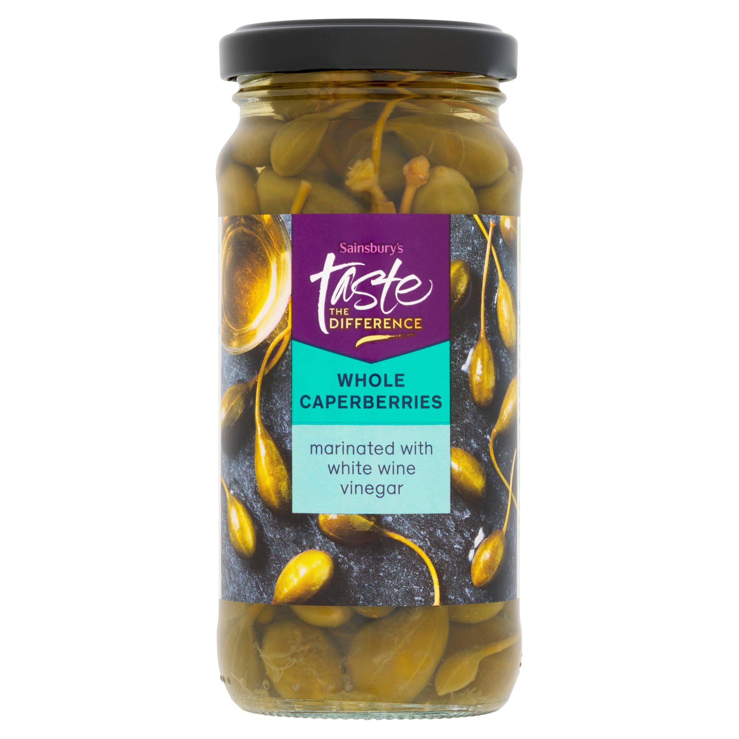 Sainsbury's Taste the Difference whole caperberries 230g, imported from the UK